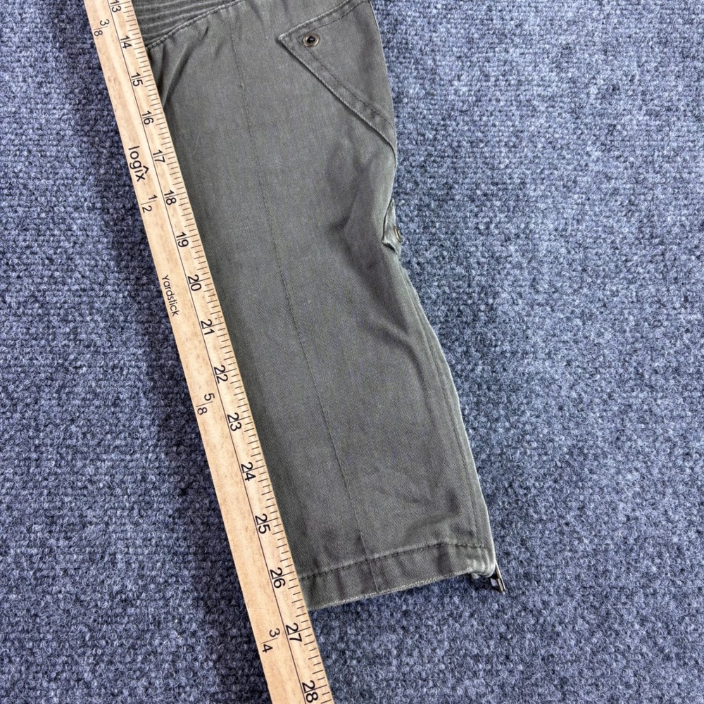 Joe's Jeans Moto Cargo Pants Women 25 Olive Green Ribbed Knee Zip Cuff Low Rise - Picture 7 of 10